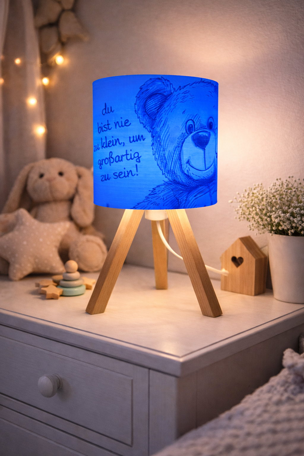 3D-gedruckte Dekorationslampe mit Holzfuß 🧸