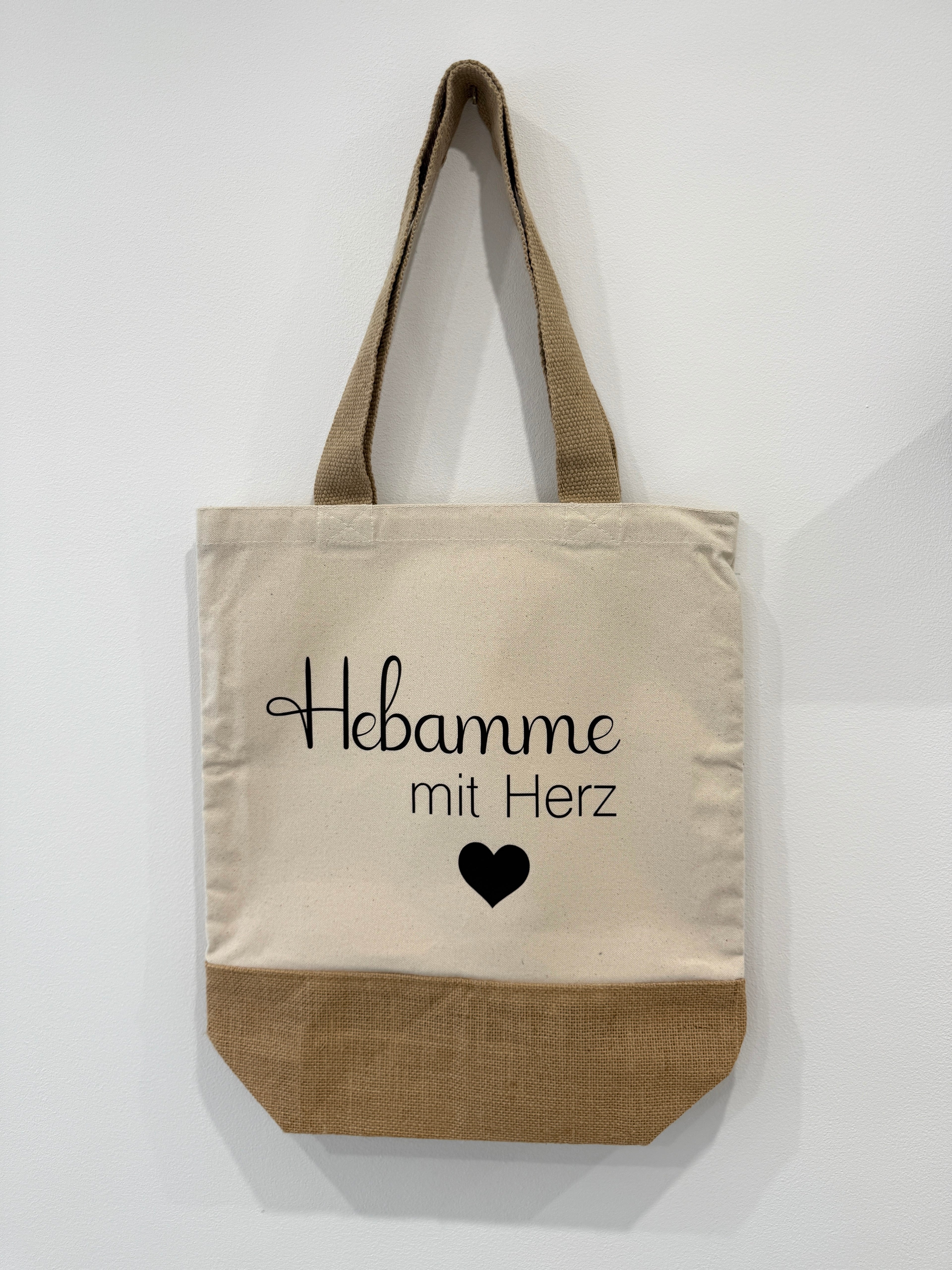 Jute Tasche Hebamme / Einkaufstasche