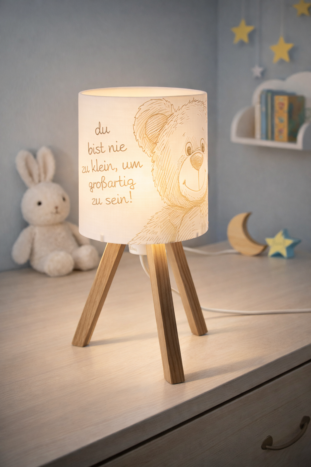 3D-gedruckte Dekorationslampe mit Holzfuß 🧸